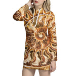 Ammonite Fossil Print Hoodie Dress