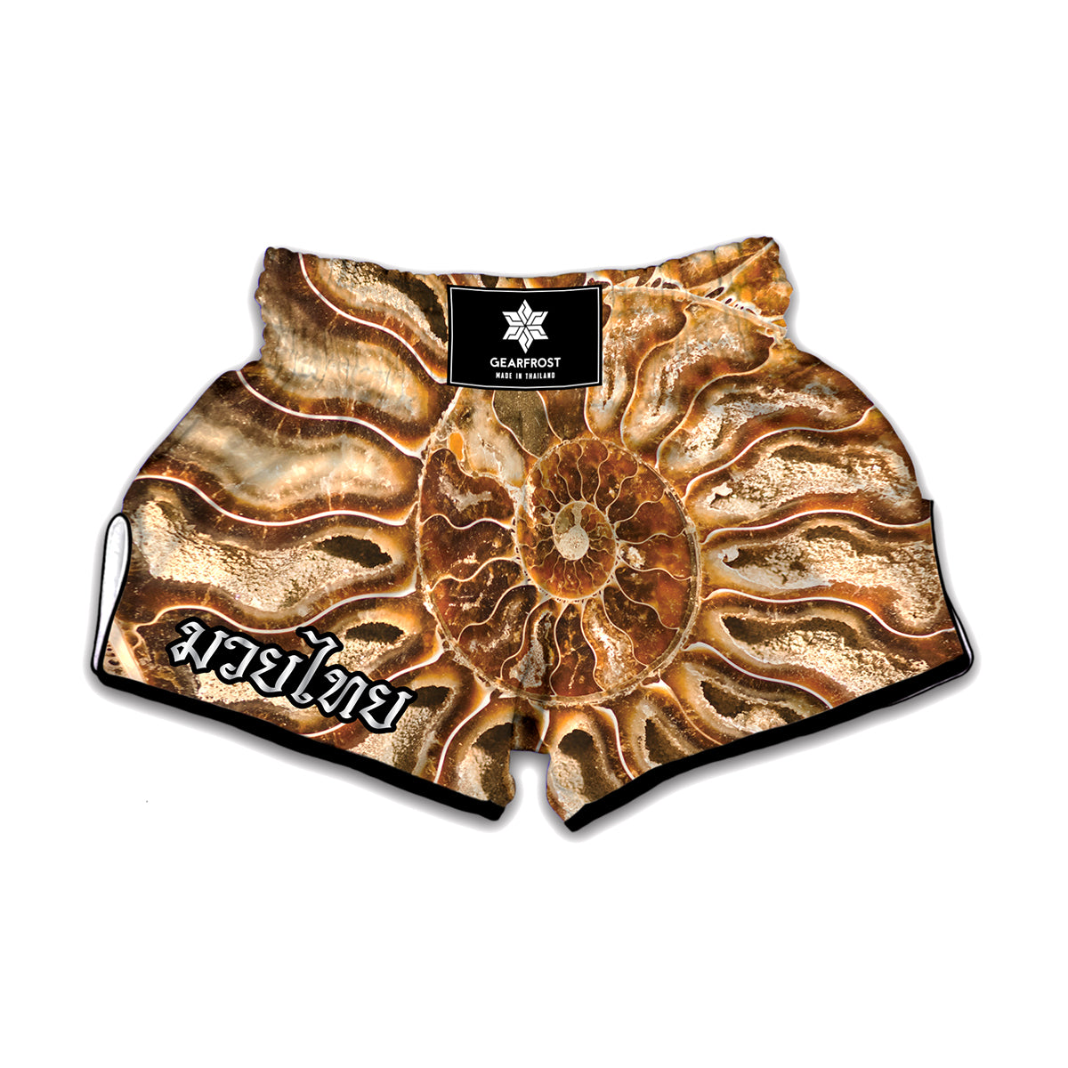 Ammonite Fossil Print Muay Thai Boxing Shorts