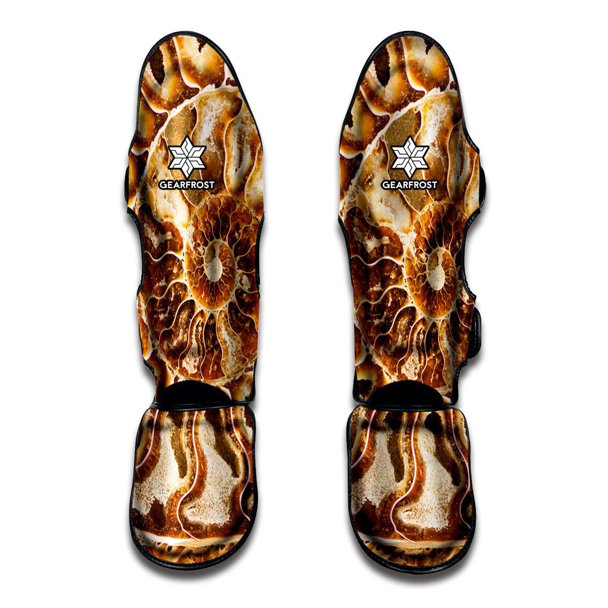 Ammonite Fossil Print Muay Thai Shin Guard