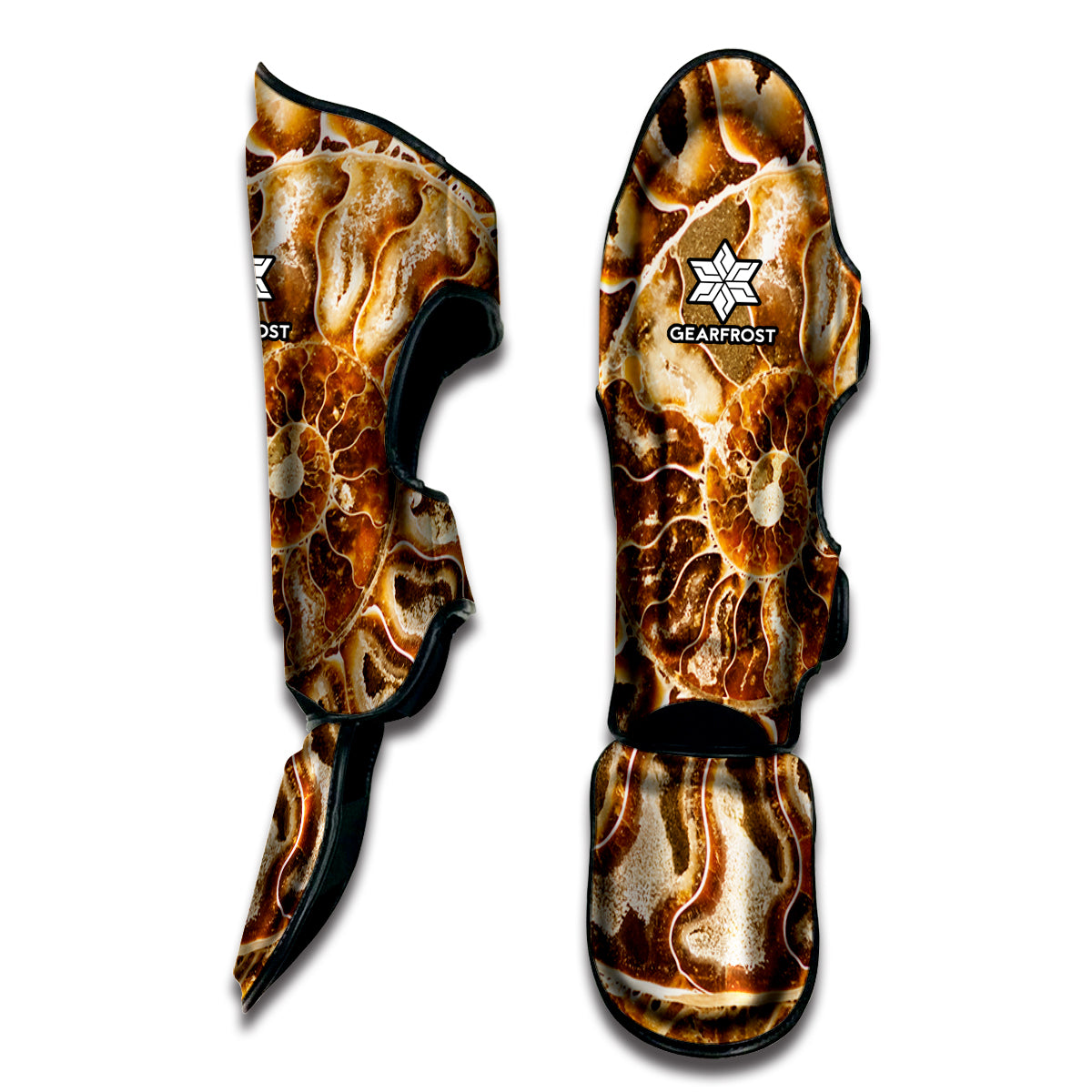 Ammonite Fossil Print Muay Thai Shin Guard