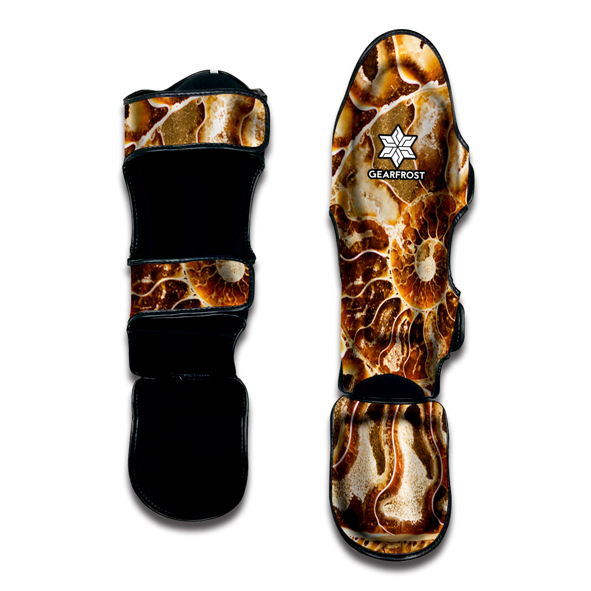 Ammonite Fossil Print Muay Thai Shin Guard