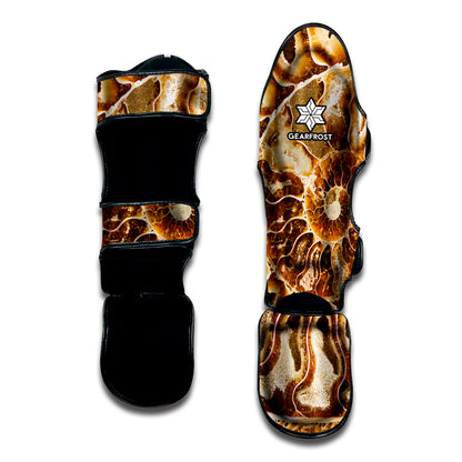 Ammonite Fossil Print Muay Thai Shin Guard