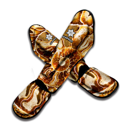 Ammonite Fossil Print Muay Thai Shin Guard