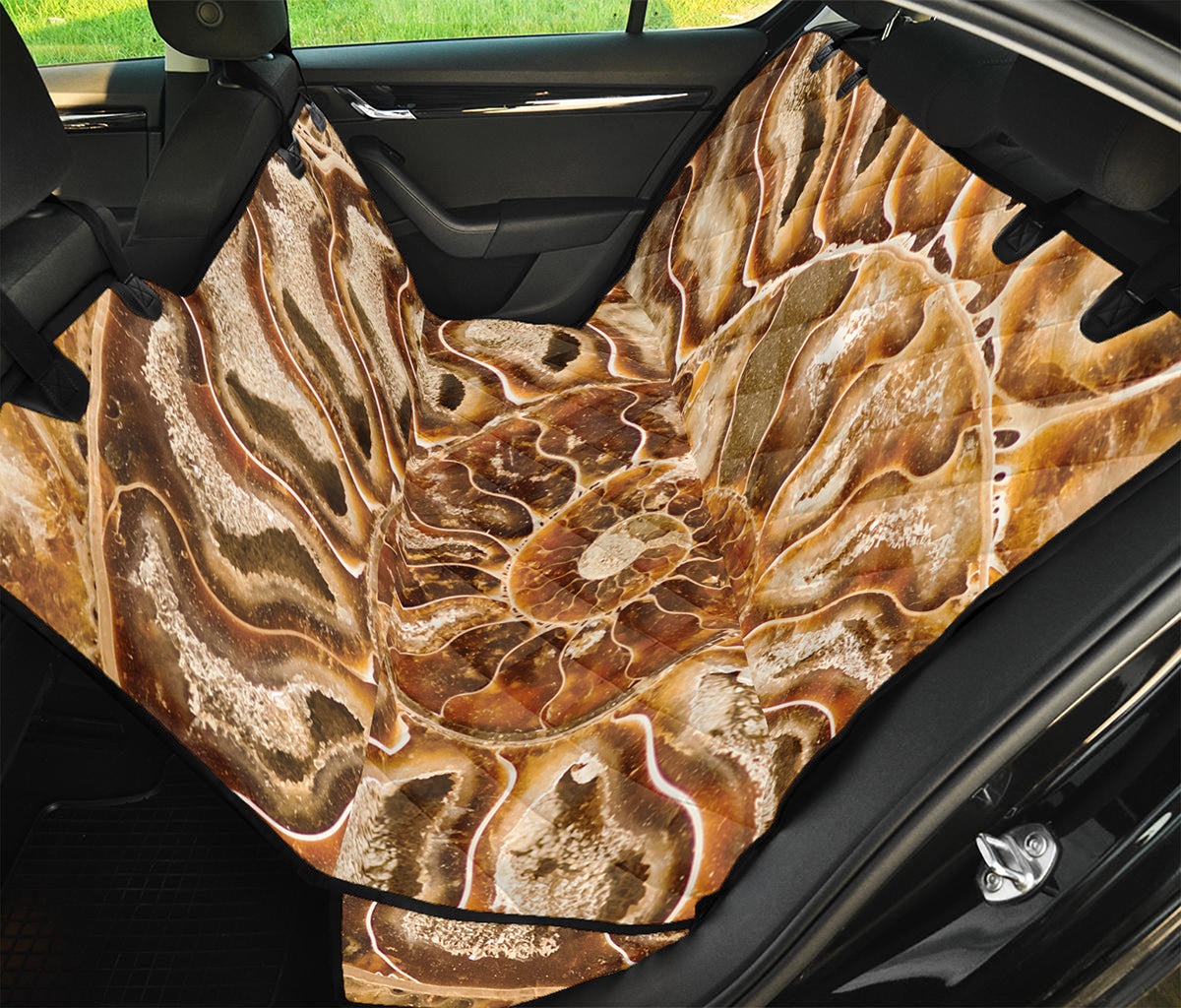 Ammonite Fossil Print Pet Car Back Seat Cover