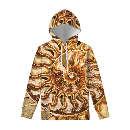 Ammonite Fossil Print Pullover Hoodie