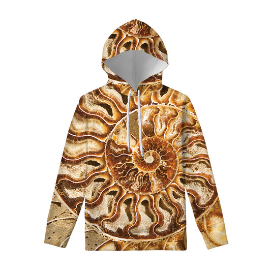 Ammonite Fossil Print Pullover Hoodie