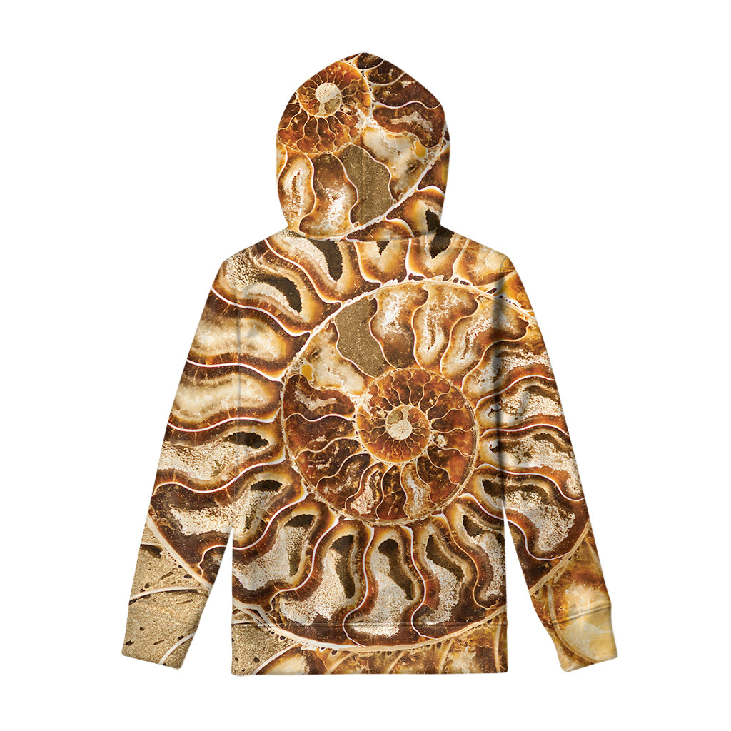 Ammonite Fossil Print Pullover Hoodie