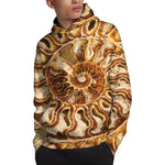 Ammonite Fossil Print Pullover Hoodie