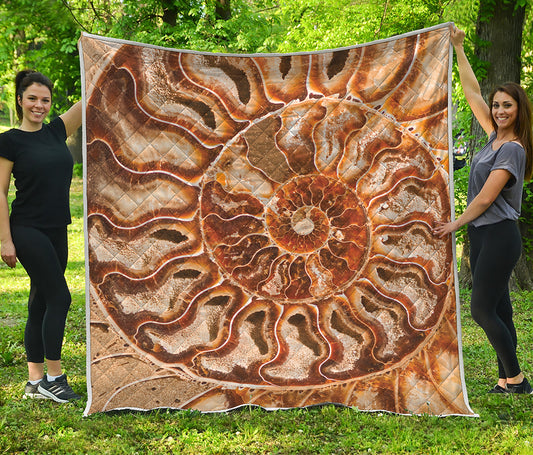 Ammonite Fossil Print Quilt