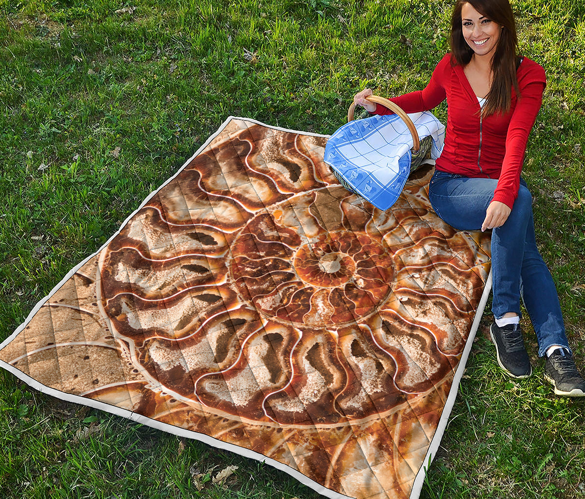Ammonite Fossil Print Quilt