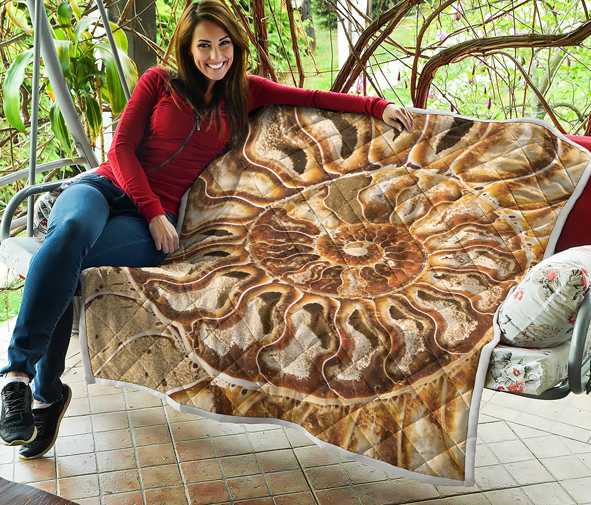 Ammonite Fossil Print Quilt