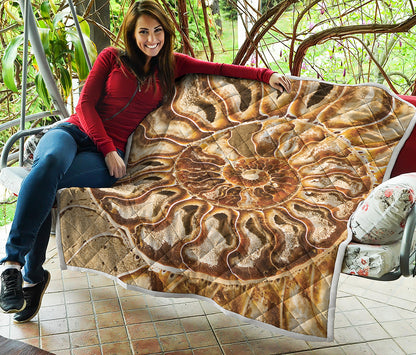 Ammonite Fossil Print Quilt