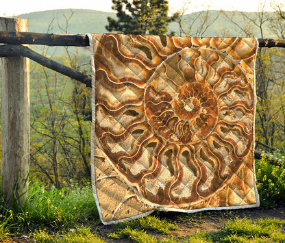 Ammonite Fossil Print Quilt
