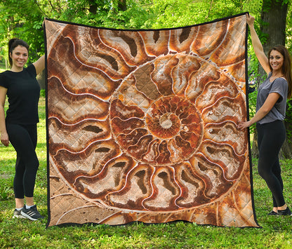 Ammonite Fossil Print Quilt