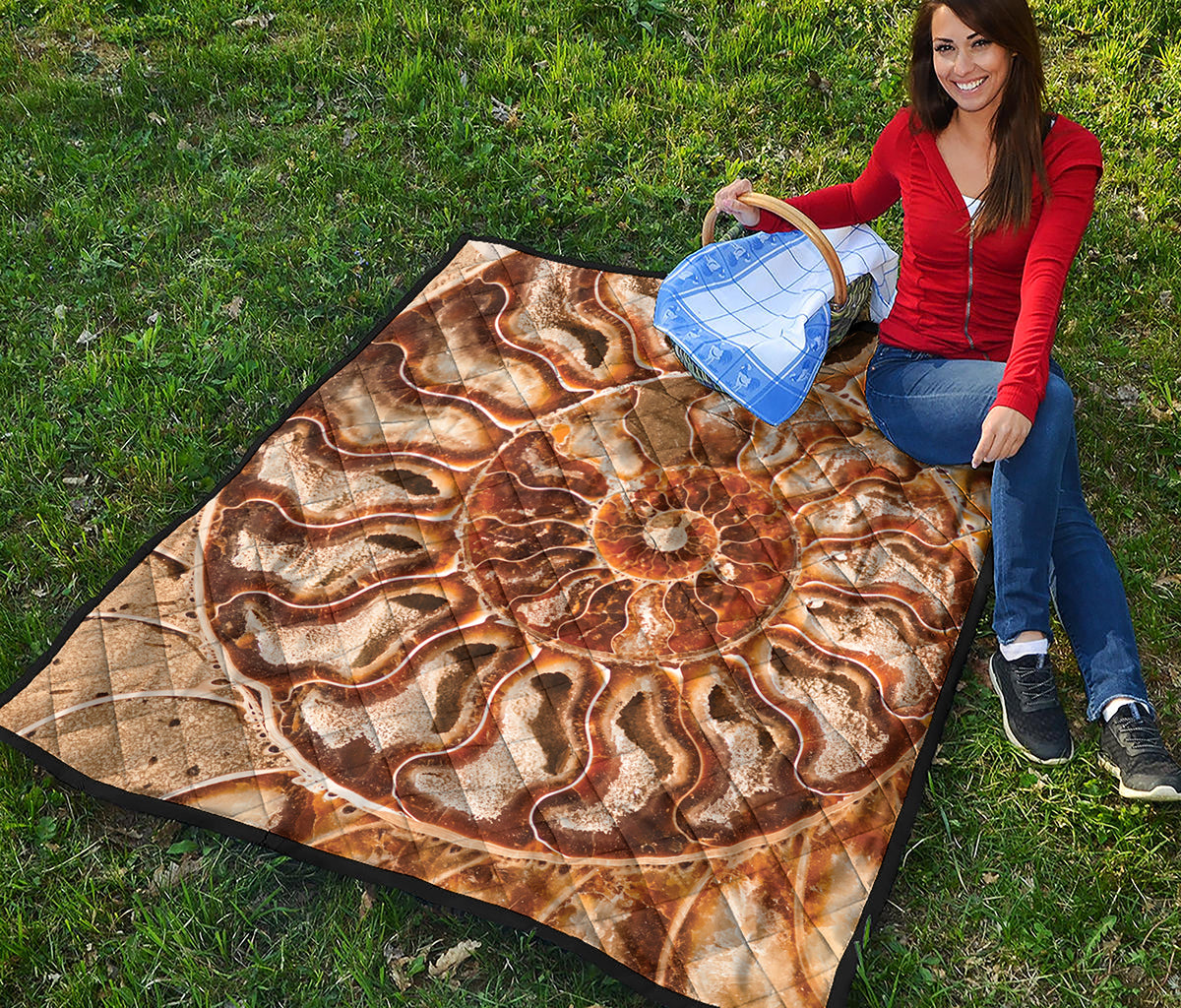 Ammonite Fossil Print Quilt