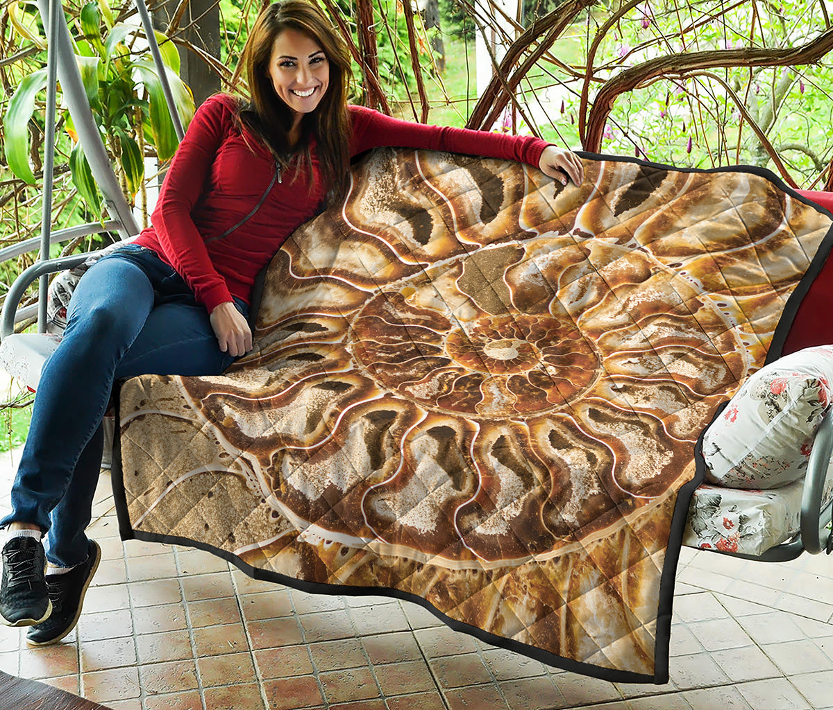 Ammonite Fossil Print Quilt