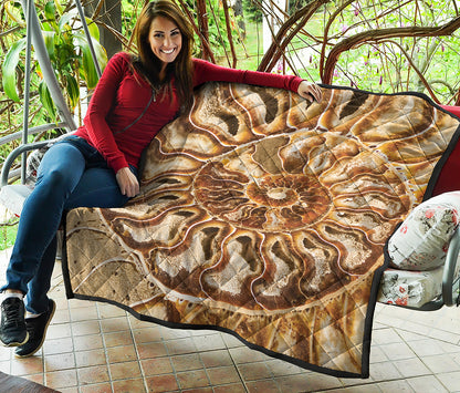 Ammonite Fossil Print Quilt