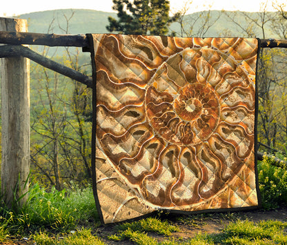 Ammonite Fossil Print Quilt
