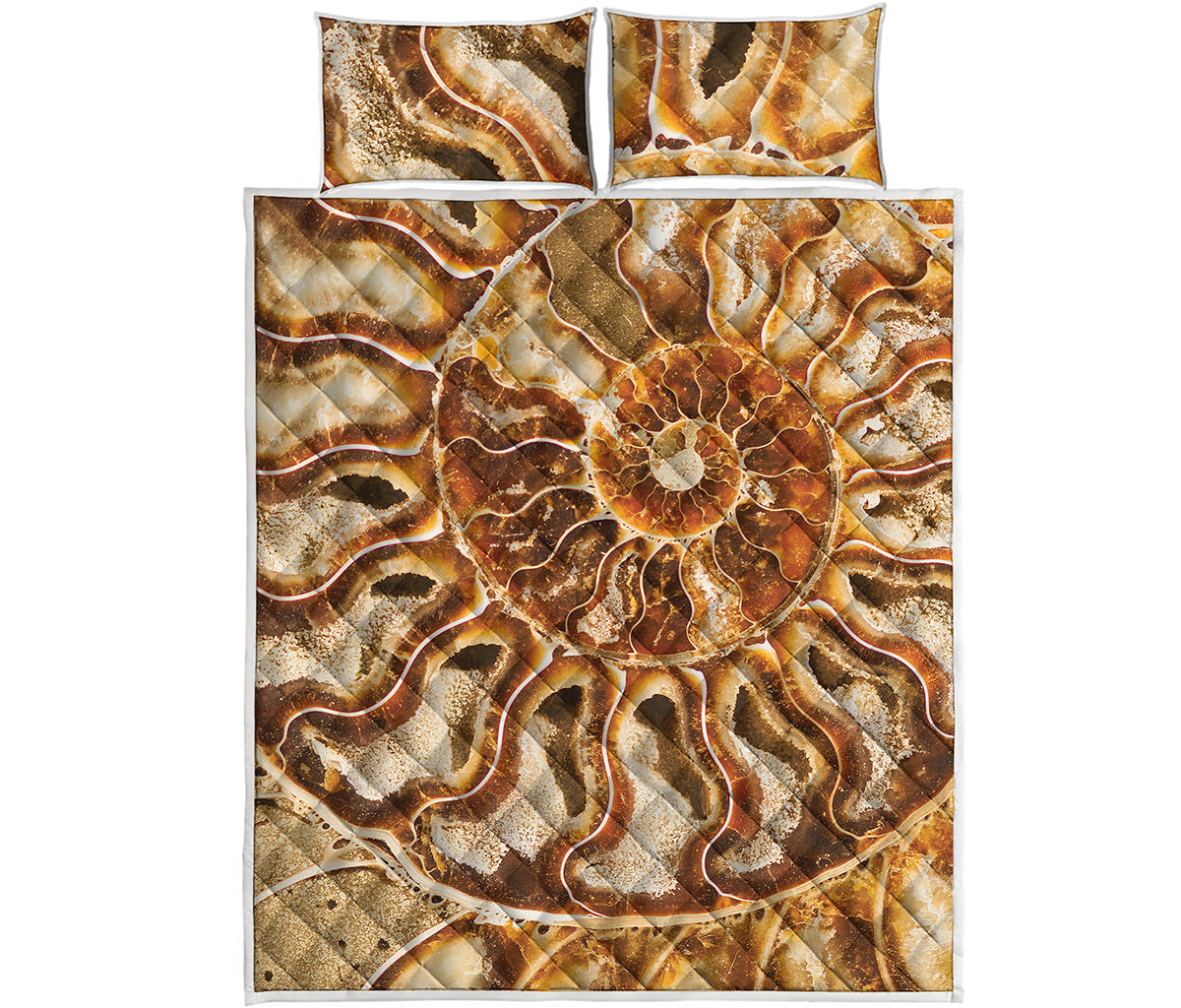 Ammonite Fossil Print Quilt Bed Set