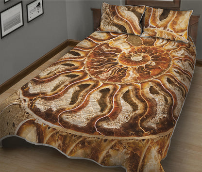 Ammonite Fossil Print Quilt Bed Set