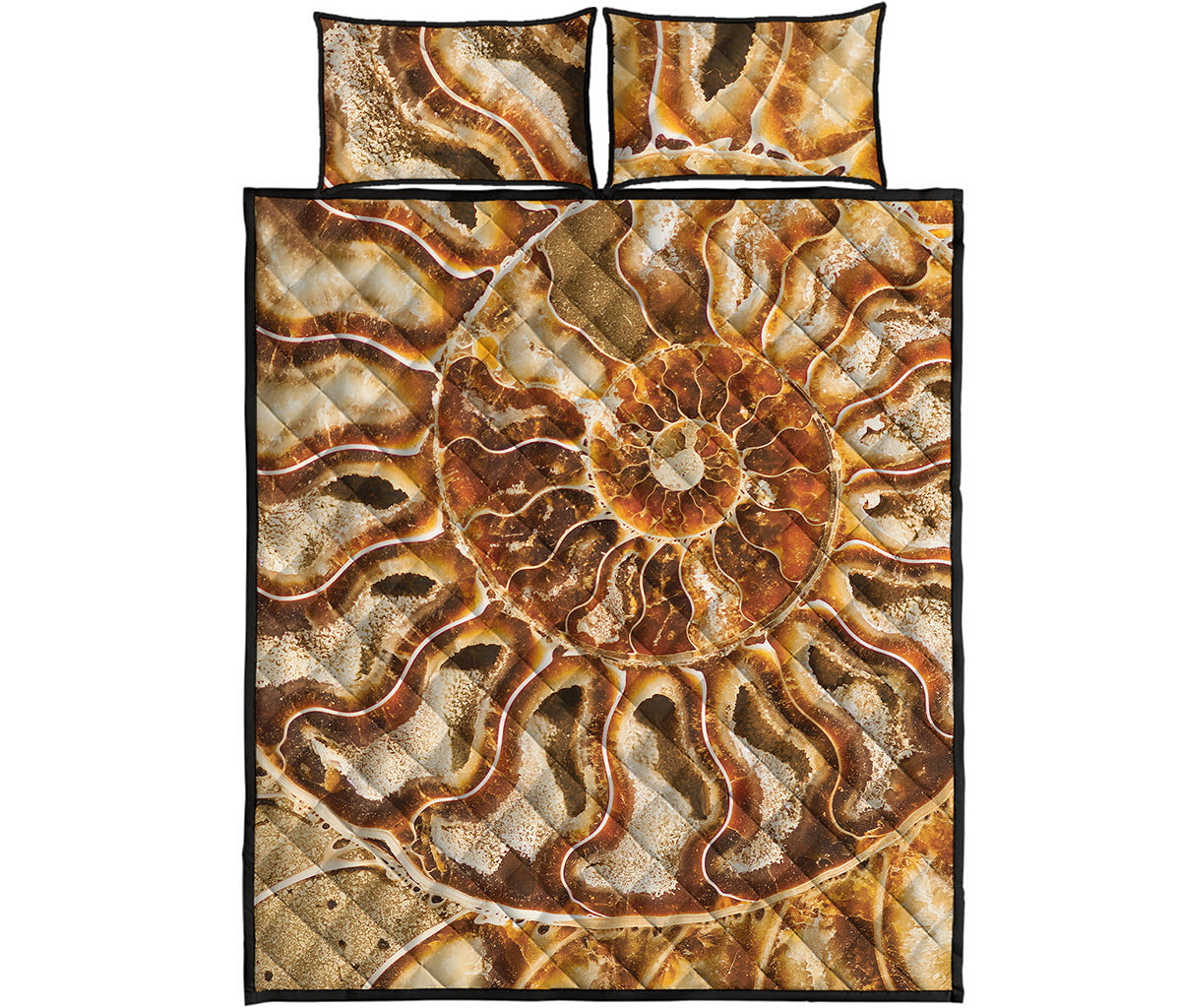 Ammonite Fossil Print Quilt Bed Set