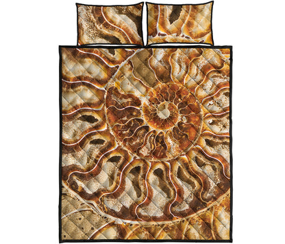 Ammonite Fossil Print Quilt Bed Set