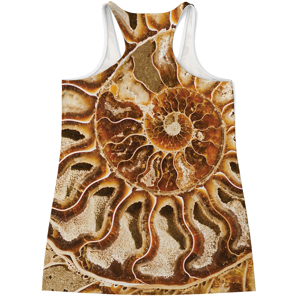 Ammonite Fossil Print Women's Racerback Tank Top