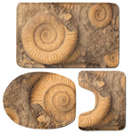 Ammonite Shell Fossil Print 3 Piece Bath Mat Set
