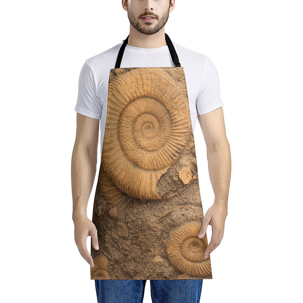 Ammonite Shell Fossil Print Apron