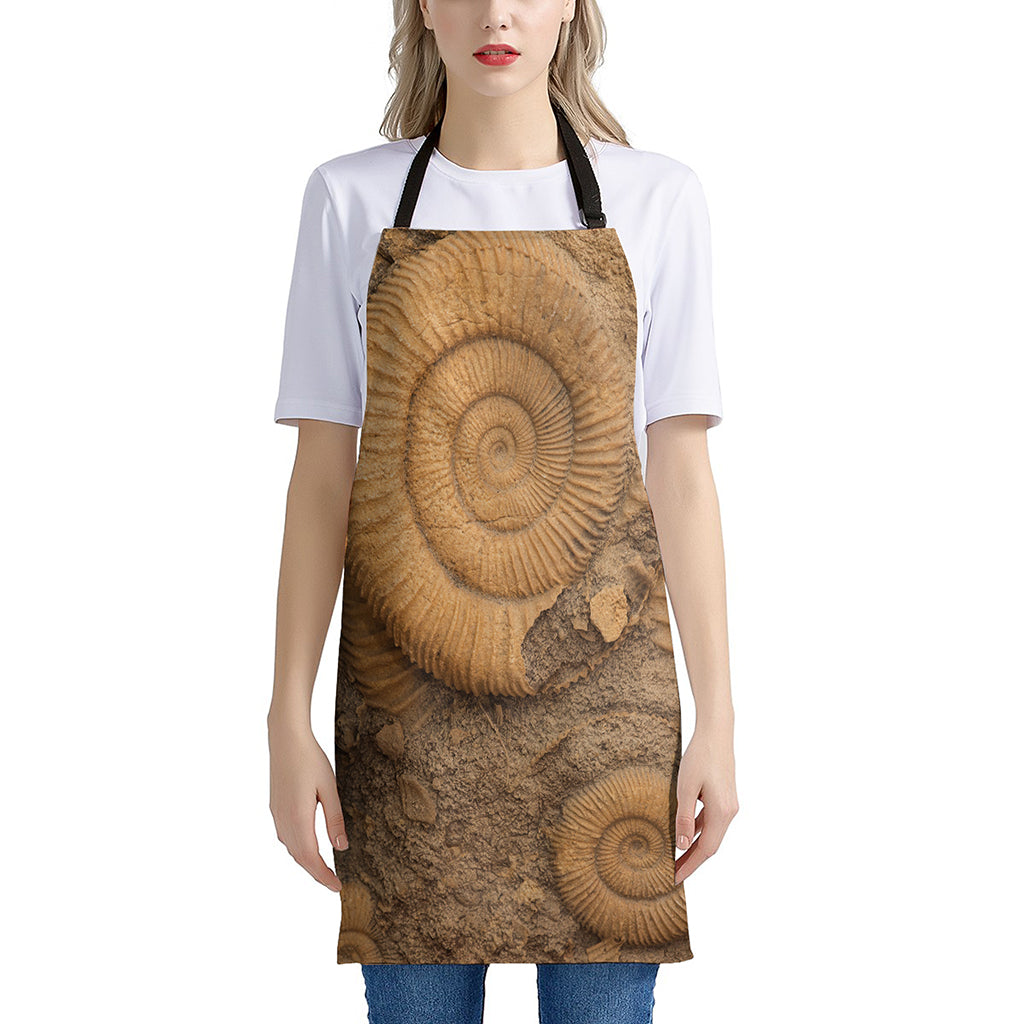 Ammonite Shell Fossil Print Apron