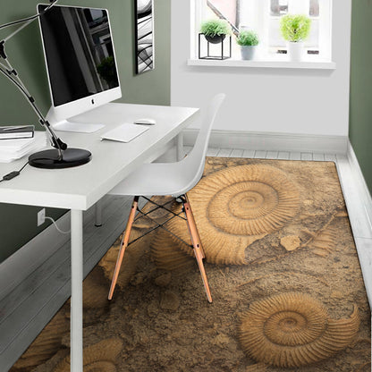Ammonite Shell Fossil Print Area Rug