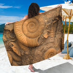 Ammonite Shell Fossil Print Beach Sarong Wrap