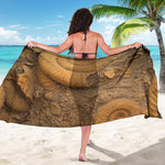 Ammonite Shell Fossil Print Beach Sarong Wrap