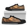 Ammonite Shell Fossil Print Black Low Top Shoes