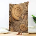 Ammonite Shell Fossil Print Blanket