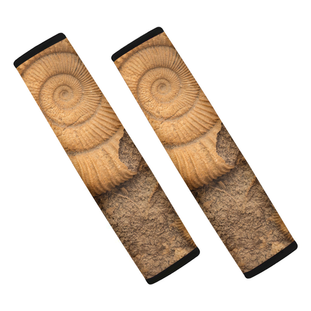 Ammonite Shell Fossil Print Car Seat Belt Covers