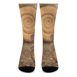 Ammonite Shell Fossil Print Crew Socks