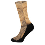 Ammonite Shell Fossil Print Crew Socks