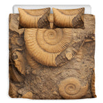 Ammonite Shell Fossil Print Duvet Cover Bedding Set