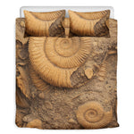 Ammonite Shell Fossil Print Duvet Cover Bedding Set