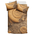 Ammonite Shell Fossil Print Duvet Cover Bedding Set
