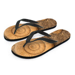 Ammonite Shell Fossil Print Flip Flops