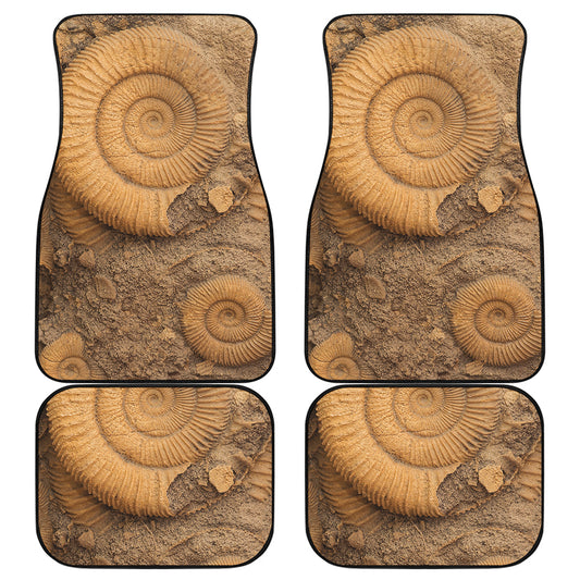 Ammonite Shell Fossil Print Front and Back Car Floor Mats