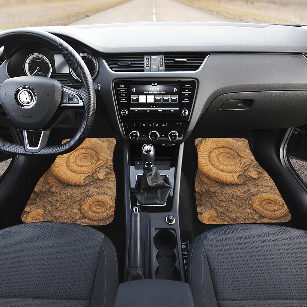 Ammonite Shell Fossil Print Front and Back Car Floor Mats