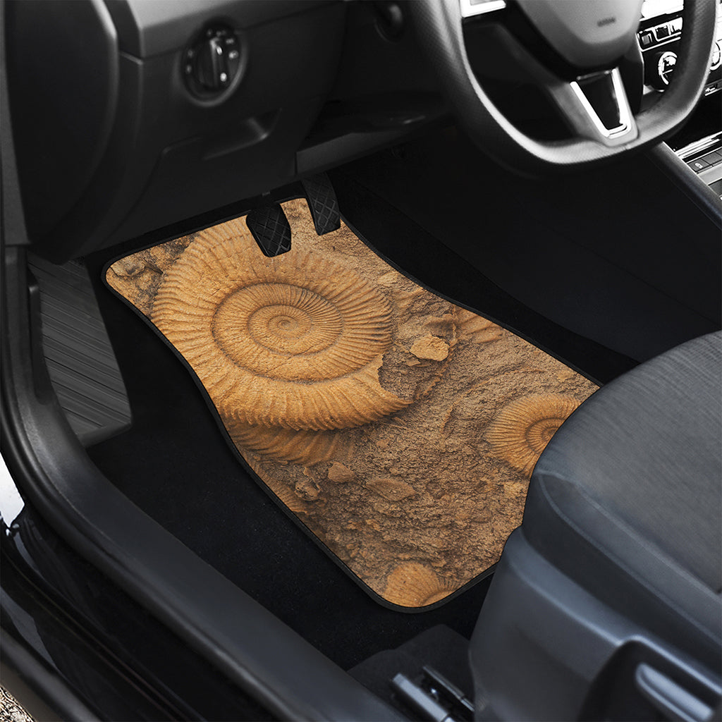 Ammonite Shell Fossil Print Front and Back Car Floor Mats