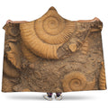 Ammonite Shell Fossil Print Hooded Blanket