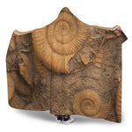 Ammonite Shell Fossil Print Hooded Blanket