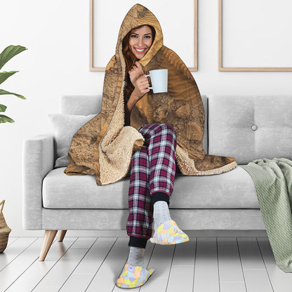 Ammonite Shell Fossil Print Hooded Blanket