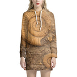 Ammonite Shell Fossil Print Hoodie Dress