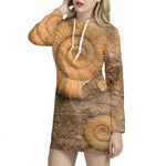 Ammonite Shell Fossil Print Hoodie Dress